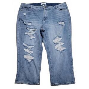 Lane Bryant Distressed Flex Magic Waistband Mid Rise Boyfriend Jeans Size 22